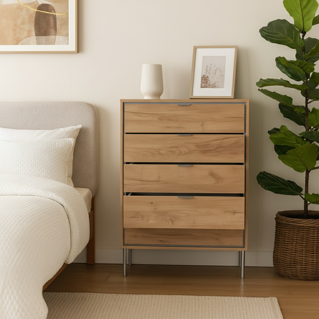 CÓMODA 5 CAJONES SFORZA ROBLE NATURAL