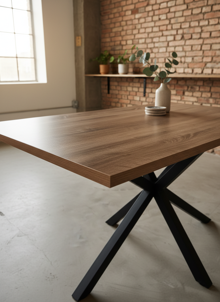 MESA STACY TAPA ROBLE RECTANGULAR NEGRO 1400x800x750mm