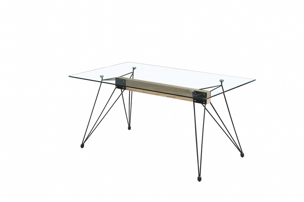 MESA SPIDER TAPA CRISTAL PATA NEGRA