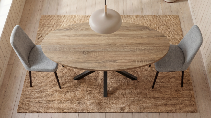 MESA STACY ROBLE OVAL NEGRA TAPA MELAMINA 1400x800x750mm