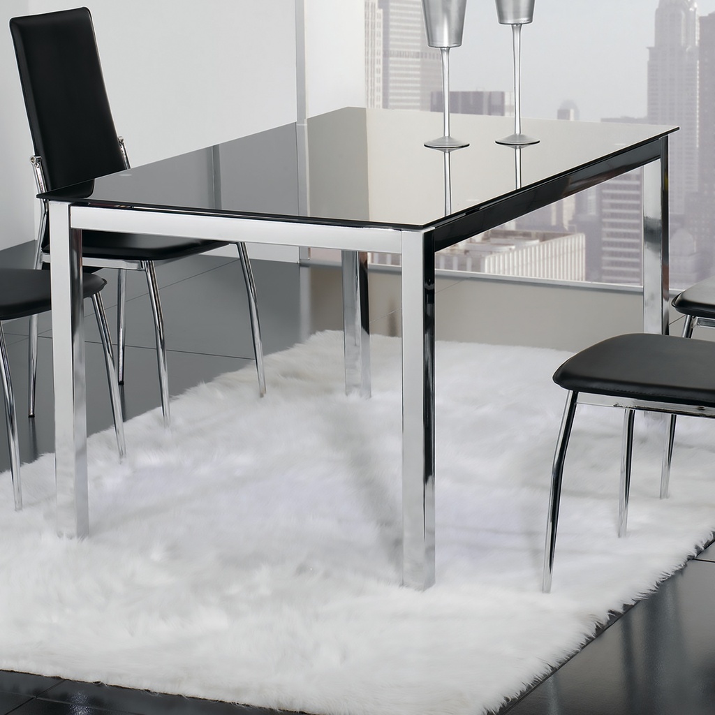 MESA CADELL FIJA 140 PATAS CROMADAS TAPA NEGRA