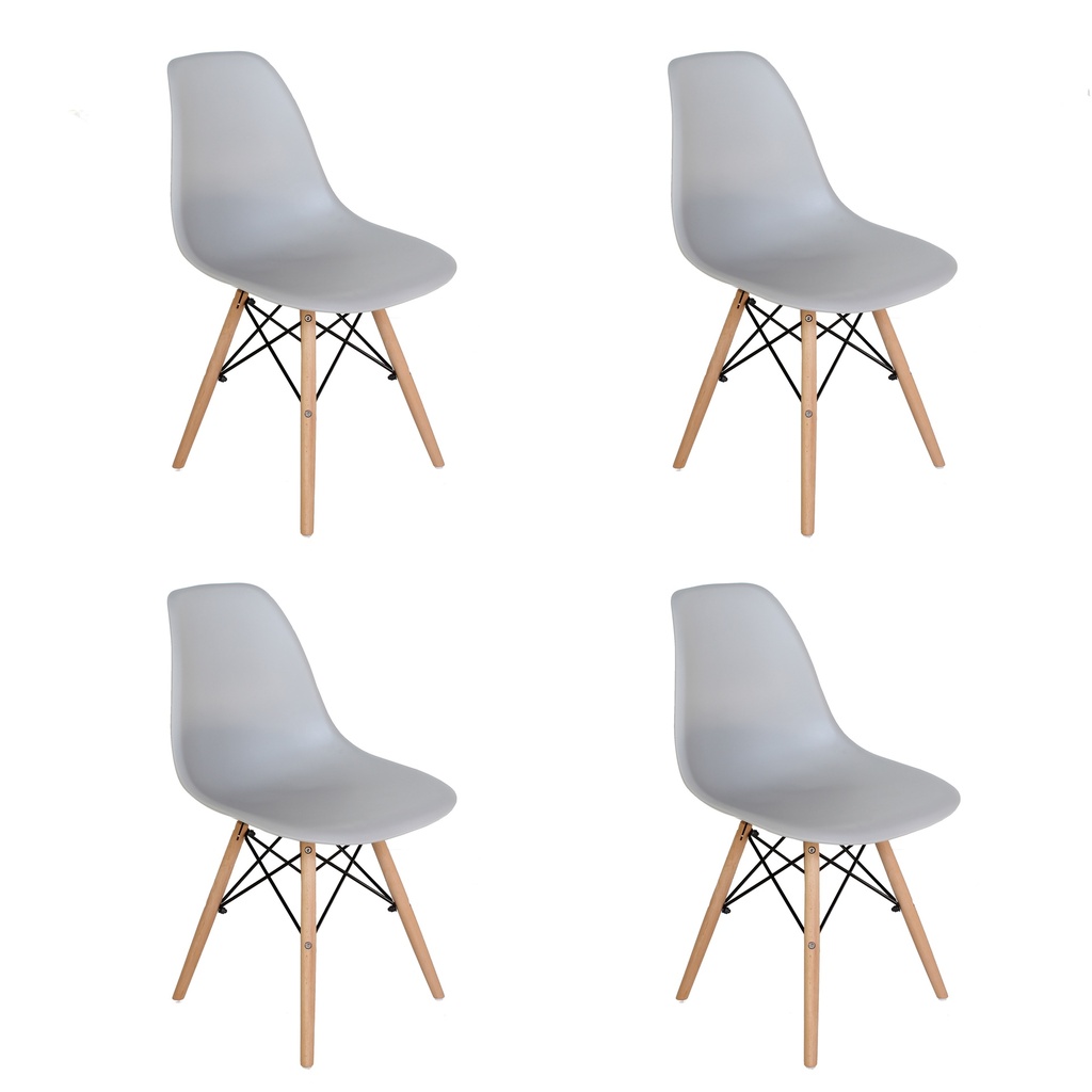 PACK 4 SILLAS VINTAGE GRIS PATAS EN HAYA