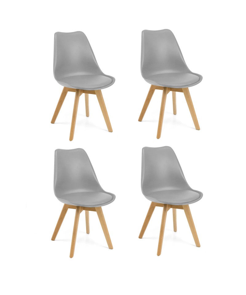 PACK 4 SILLAS NORDIC GRIS PATAS EN HAYA