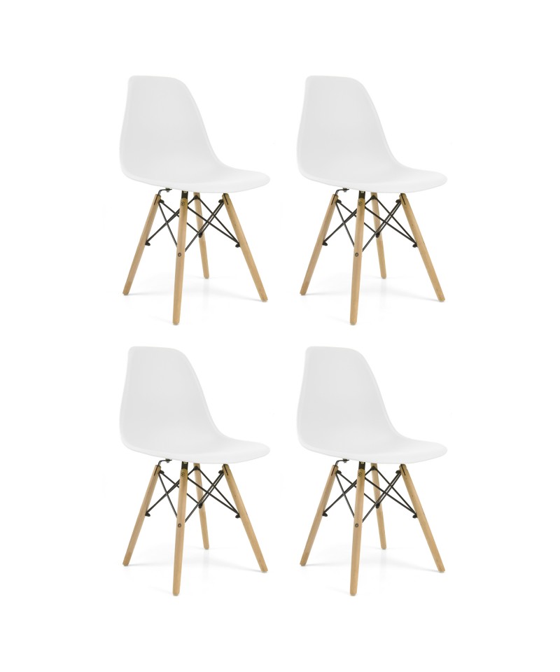 PACK 4 SILLAS VINTAGE BLANCAS PATAS HAYA