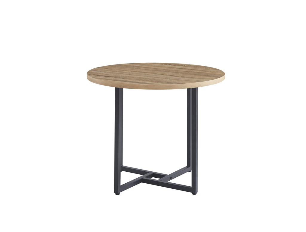 MESA CLEVELAND 2 TAPA REDONDA MELAMINA ASERRADA PATAS METAL.