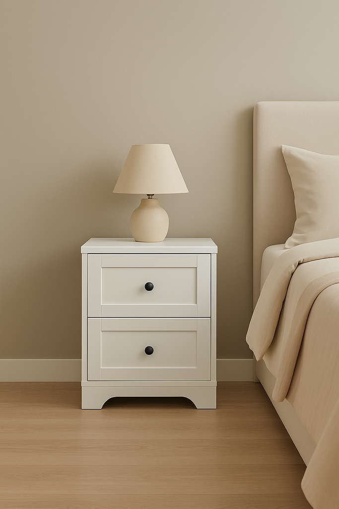 MESITA OTTAVIA 2 CAJONES BLANCA