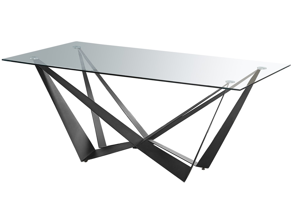 MESA W CRISTAL PATA ÁNGULOS NEGRA (1600*900*760)