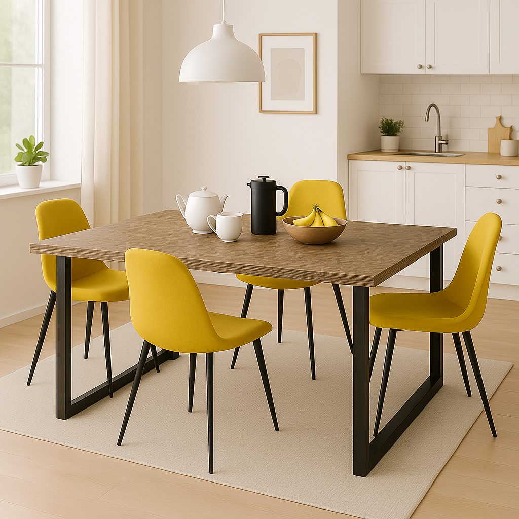 MESA TAYLOR PATAS METAL Y TAPA MELAMINA ASERRADA