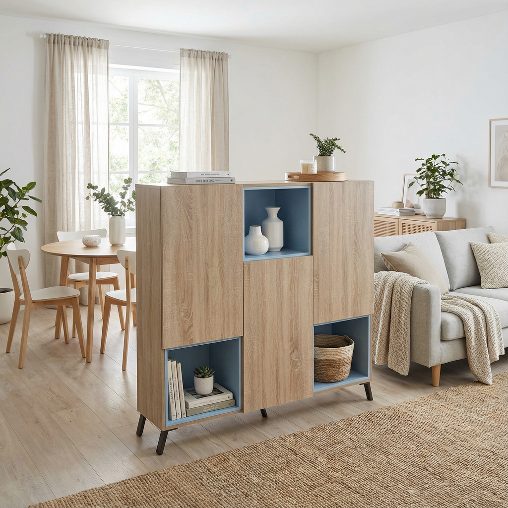 ESTANTERÍA ALMA ROBLE ASERRADO AZUL