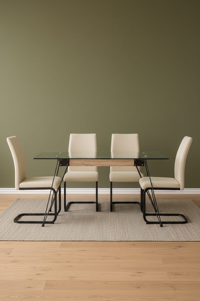 MESA SPIDER TAPA CRISTAL PATA NEGRA