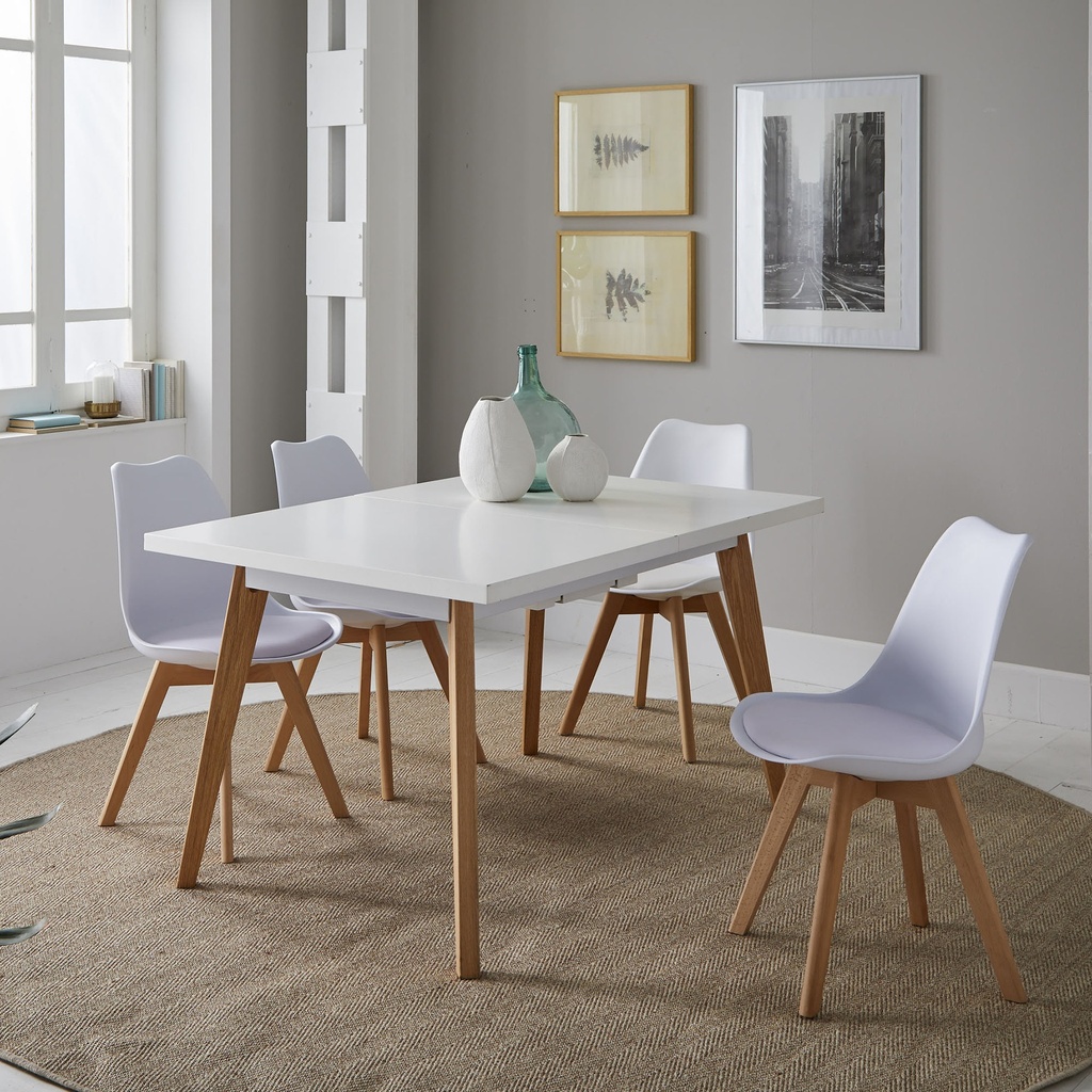 MESA EXTENSIBLE NORDIC LACADA BLANCO