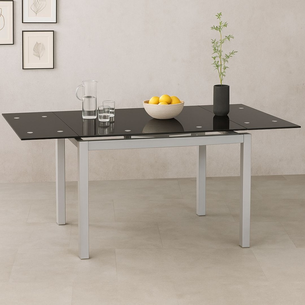 MESA BISBE EXTENSIBLE NEGRA CHASIS GRIS