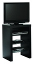MESA TV/HIFI MAX.24" ATAMBORADA NEGRA C/3 ESTAN. CRISTAL 800x550x395mm