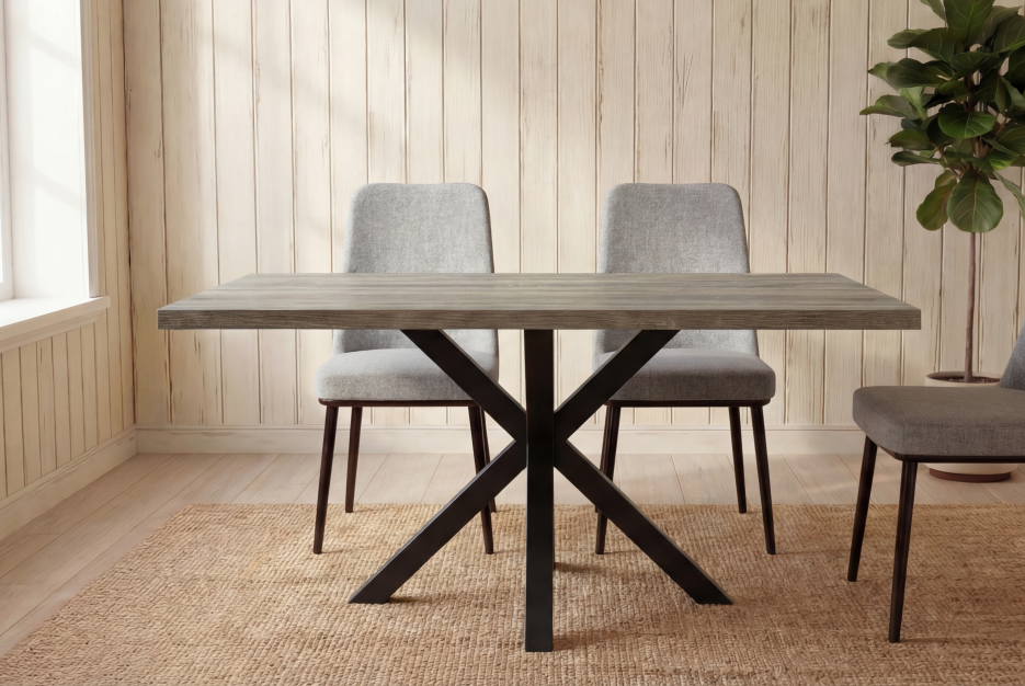 MESA STACY TAPA ROBLE ASERRADO RECTANGULAR NEGRO 1400x800x750mm