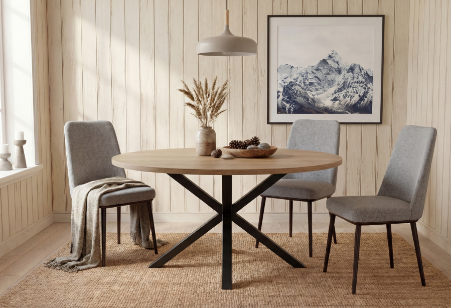 MESA STACY ROBLE OVAL NEGRA TAPA MELAMINA 1400x800x750mm