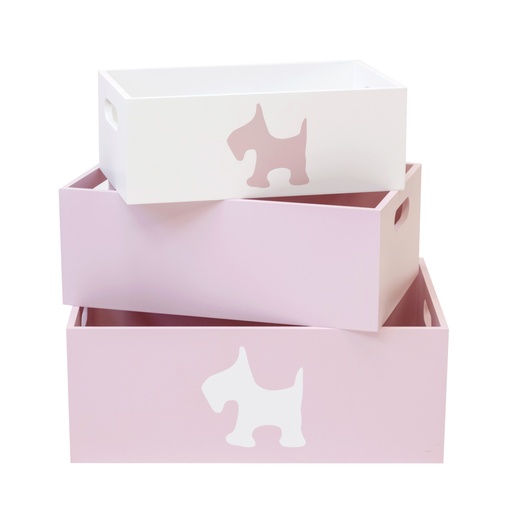 [BX001-DOG] SET 3 CAJAS MADERA PUPPY