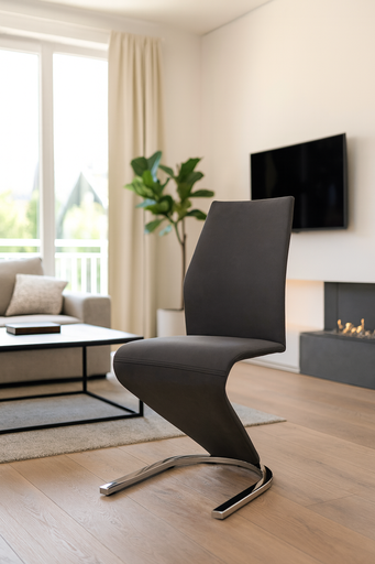 [C386-NCR] PACK 2 SILLAS UNIQUE NEGRAS PATAS CROMADAS