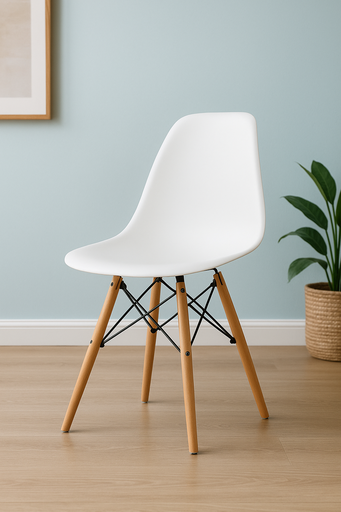 [C397-B] PACK 4 SILLAS VINTAGE BLANCAS PATAS HAYA