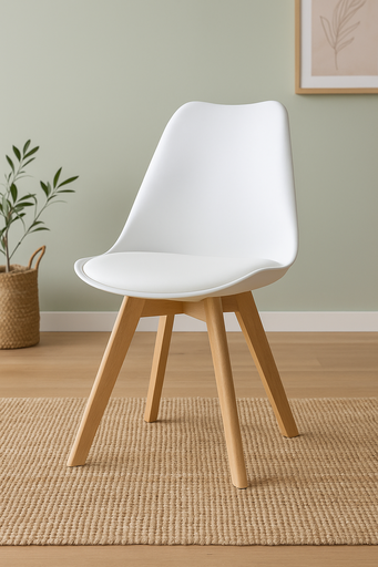 [C398-B] PACK 4 SILLAS NORDIC BLANCAS PATAS EN HAYA