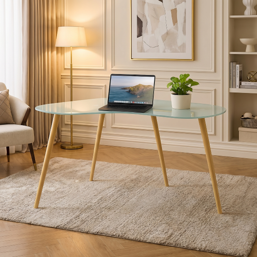 [D453-2ASE] MESA ESCRITORIO POLARIS TRANSLÚCIDO PATA ASERRADA