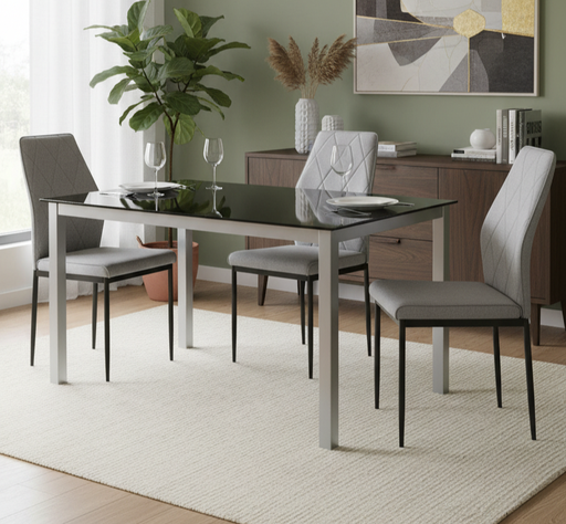 [H201-2N90] MESA CADELL FIJA 140 GRIS TAPA NEGRA