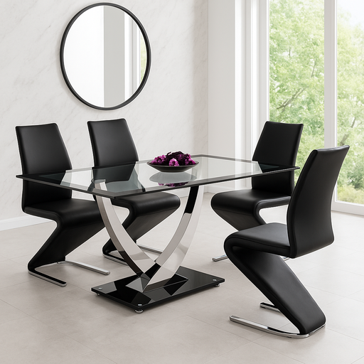 [H282-NCR] MESA UNIQUE NEGRA PATA CROMADA