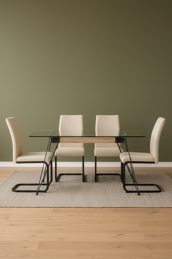 [H293-T] MESA SPIDER TAPA CRISTAL PATA NEGRA