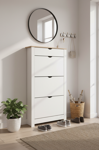 [H318-3B] ZAPATERO TIVOLI 3 TRAMPONES CAJÓN BLANCO ROBLE ASERRADO