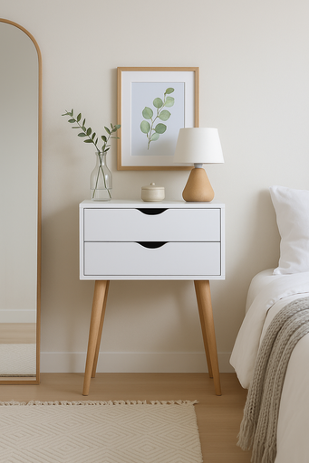 [H555-B] MESITA FIANO 2 CAJONES BLANCA