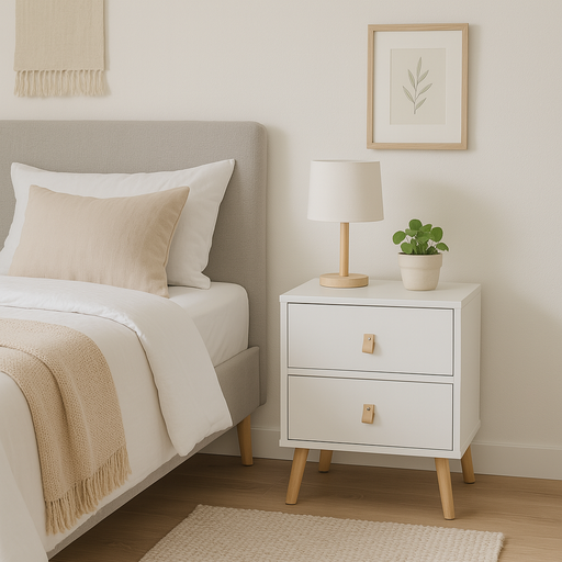 [H556-B] MESITA ANZIO BLANCA 2 CAJONES