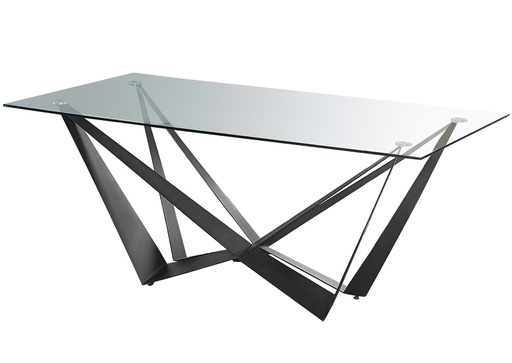 [HT009-N2] MESA W CRISTAL PATA ÁNGULOS NEGRA (1600*900*760)
