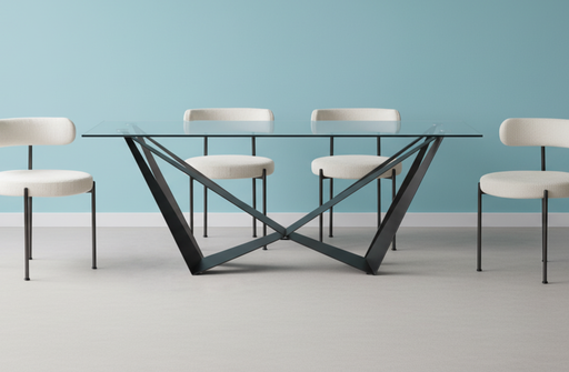 [HT009-N2] MESA W CRISTAL PATA ÁNGULOS NEGRA (1600*900*760)