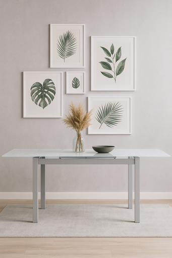 [H207-3B] MESA BISBE EXTENSIBLE BLANCA CHASIS GRIS