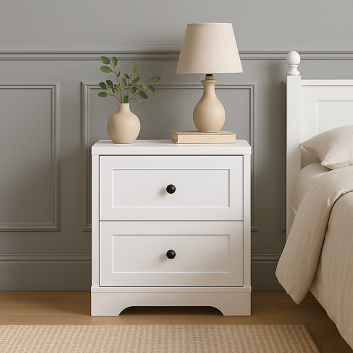 [H559-B] MESITA OTTAVIA 2 CAJONES BLANCA