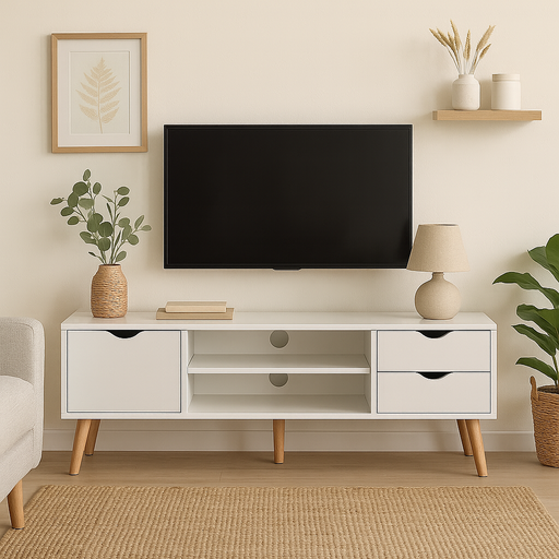 [HM555B-140] MESA TV FIANO BLANCA 140