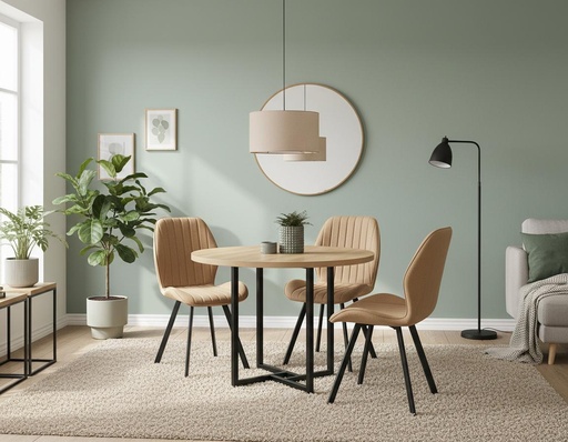 [HT021-ASR] MESA CLEVELAND 2 TAPA REDONDA MELAMINA ASERRADA PATAS METAL