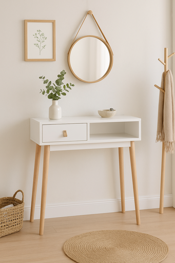 [HV556-B] RECIBIDOR ANZIO 1 CAJÓN BLANCO