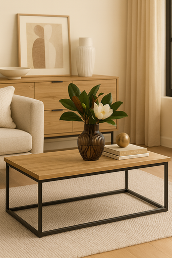 [HF323-N] MESA CENTRO ATLANTA NEGRA RECTANGULAR