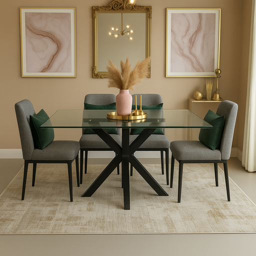 [HT297-2N] NUEVA MESA STACY CRISTAL NEGRO 1400x800x750mm