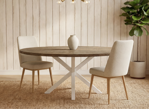 [HT297-TOB] MESA STACY ROBLE ASERRADO OVAL BLANCO TAPA MELAMINA 1400x800x750mm