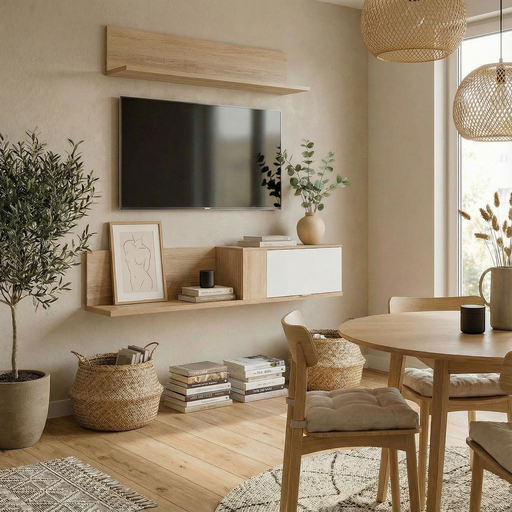 MODULO ALMA ALTO ROBLE ASERRADO/ BLANCO + ESTANTE